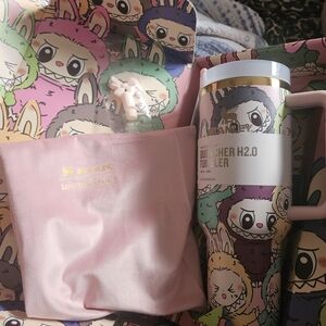 LABUBU Stanley Quencher H2.0 Tumbler - Pink and Multicolor Design
